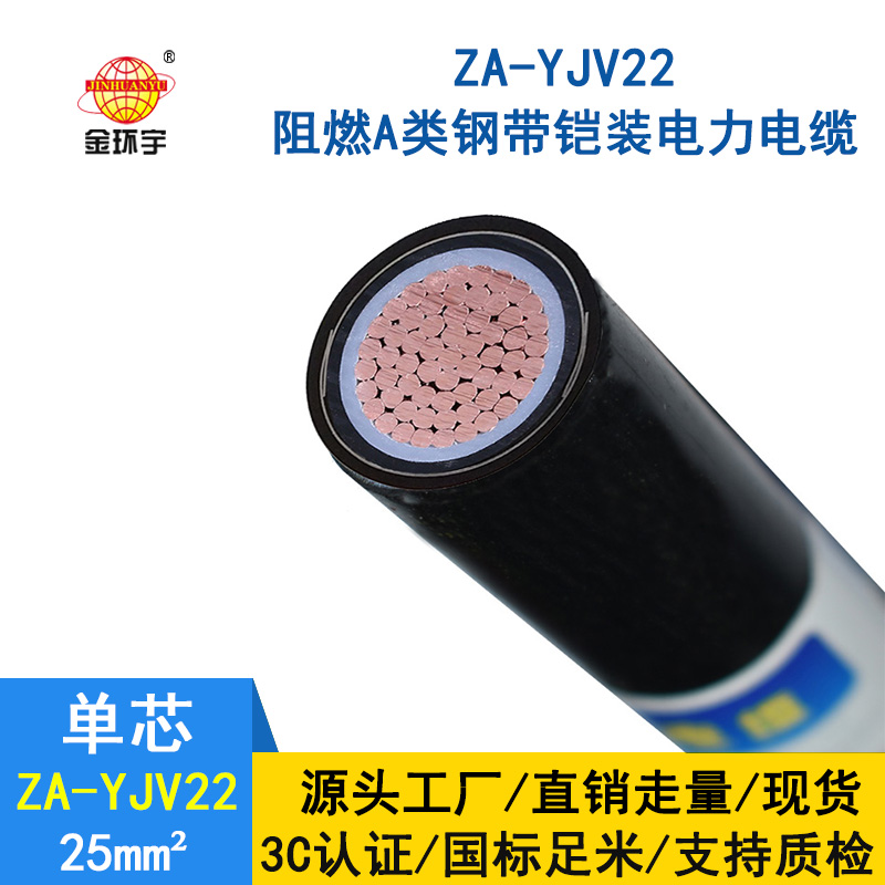 金環(huán)宇 國(guó)標(biāo)ZA-YJV22-25平方 銅芯 阻燃鎧裝電纜