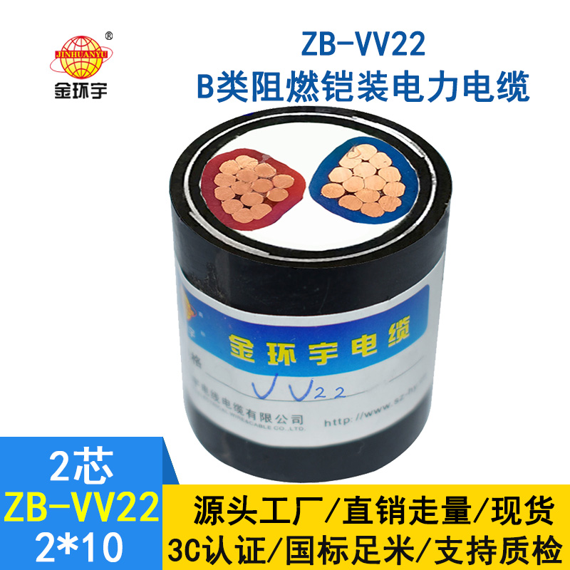 金環(huán)宇b類(lèi)阻燃鎧裝電纜vv22電力電纜ZB-VV22-2*10