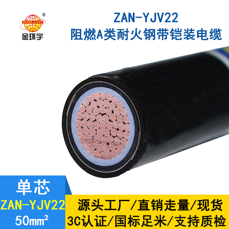 金環(huán)宇電纜 阻燃耐火電纜ZAN-YJV22-50平方 yjv22鋼帶