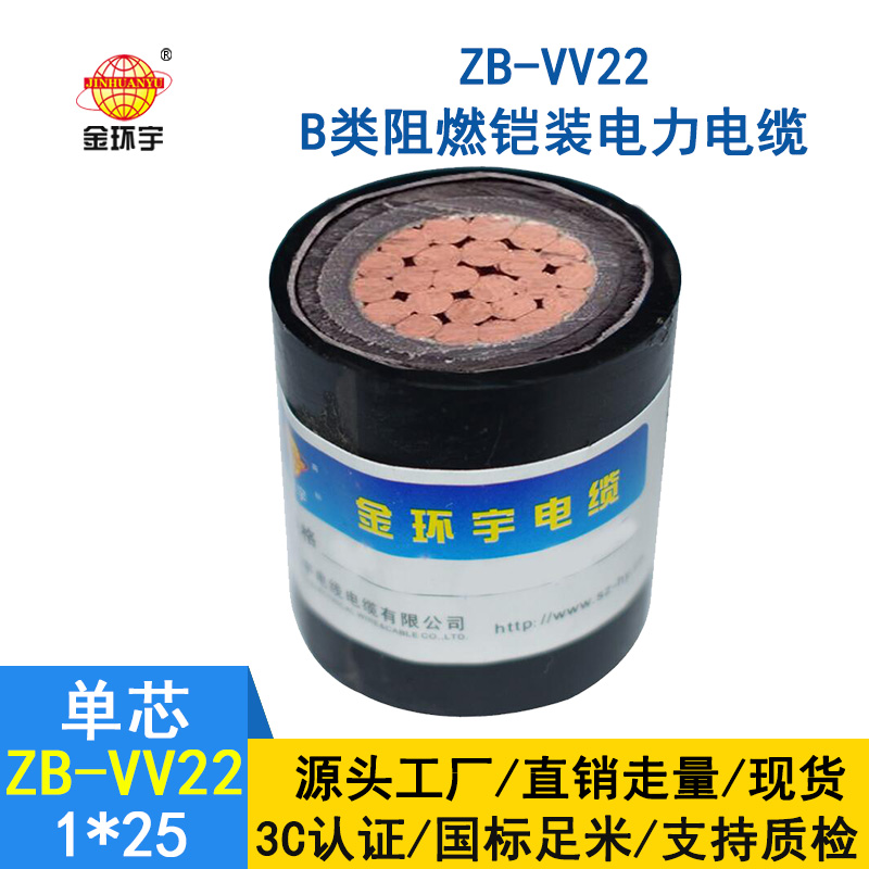 金環(huán)宇電纜 vv22電力電纜 ZB-VV22-25平方 b類(lèi)阻燃鎧