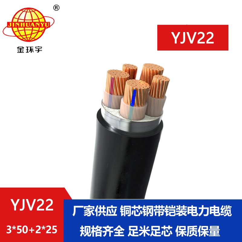 金環(huán)宇電線電纜 電力電纜YJV22-3X50+2X25平方 yjv22五